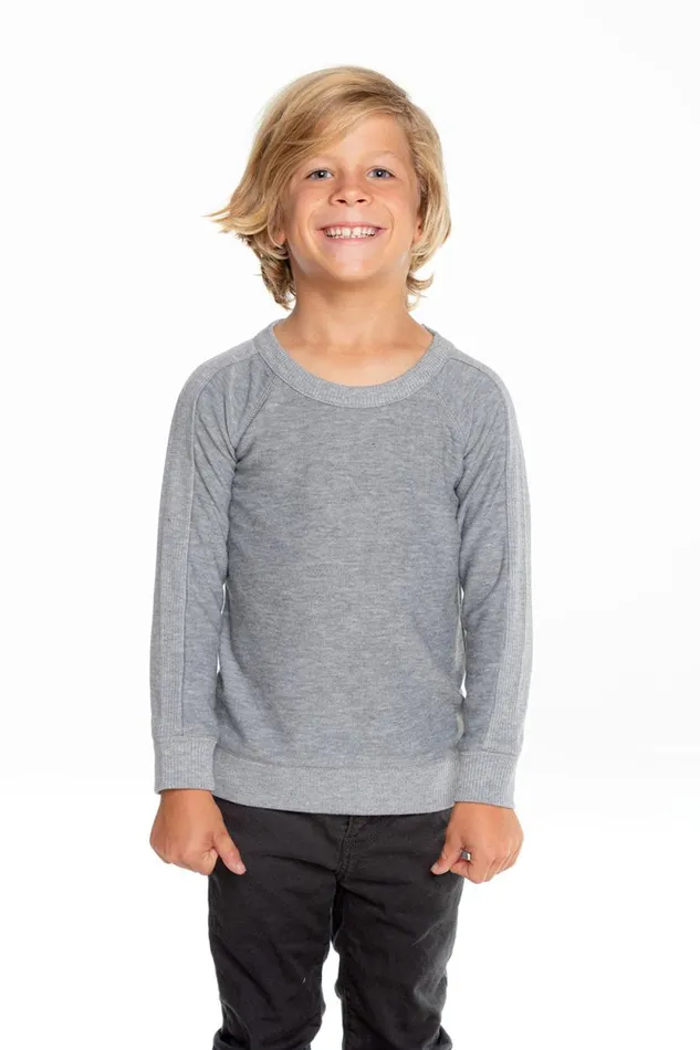 Kids Chaser Brand Boys Boys Cozy Knit Long Sleeve Rib Panel Raglan Pullover