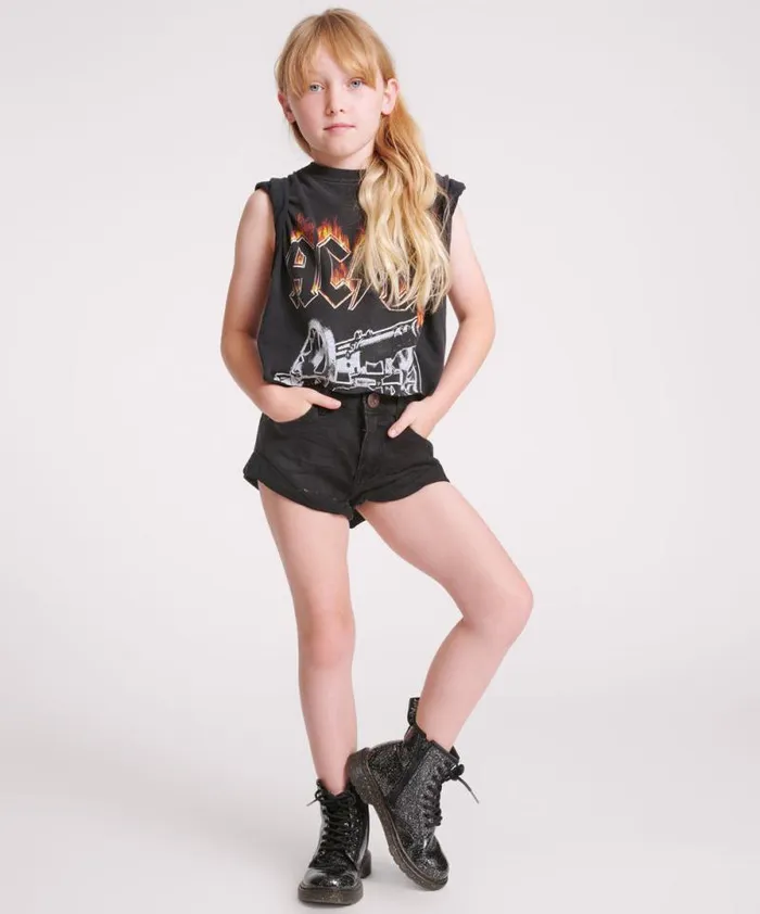Kids KIDS BLACK PUNK BANDITS HIGH WAIST DENIM SHORTS One Teaspoon Kids