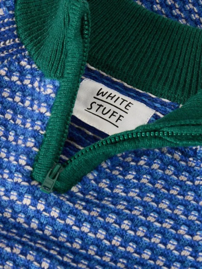 Kids Knitwear White Stuff Tuck Stitch Funnel Jumper Bright Blue