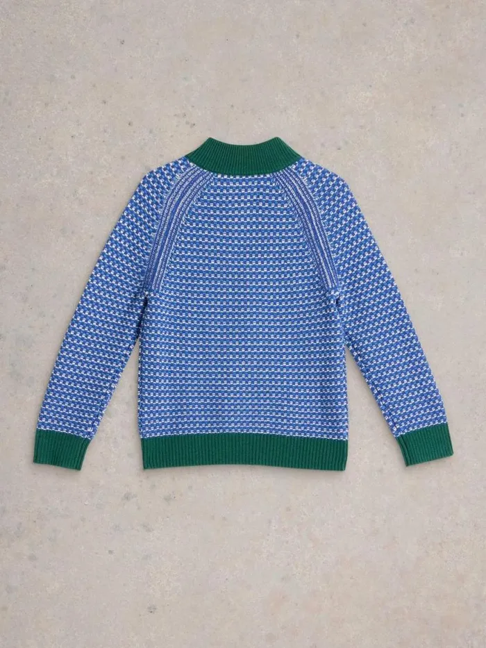 Kids Knitwear White Stuff Tuck Stitch Funnel Jumper Bright Blue Kids Knitwear White Stuff Tuck Stitch Funnel Jumper Bright Blue