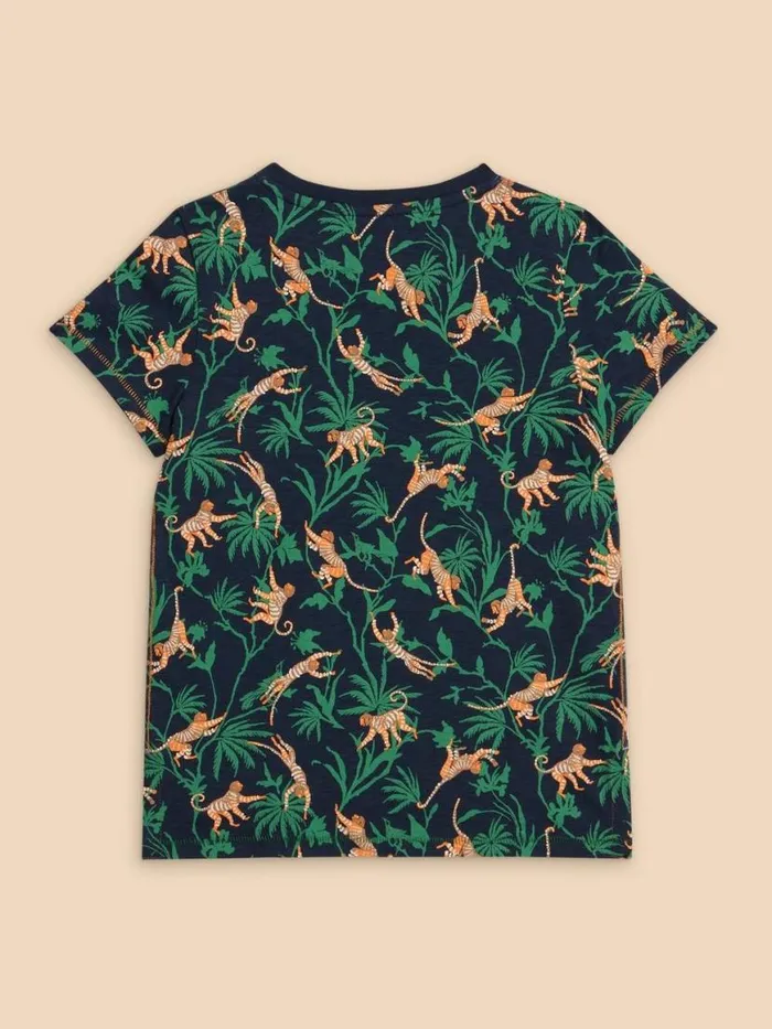 Kids Tops White Stuff Monkey Print SS Tee Navy Print
