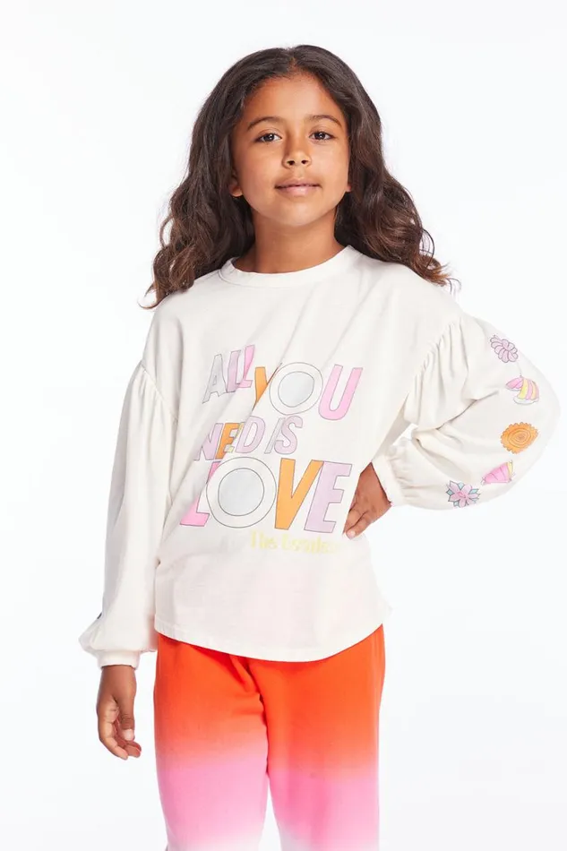 KidsWomens Chaser Brand Girls The Beatles Love Collage Girls Long Sleeve