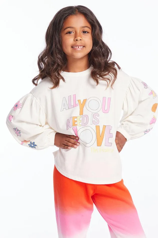 KidsWomens Chaser Brand Girls The Beatles Love Collage Girls Long Sleeve