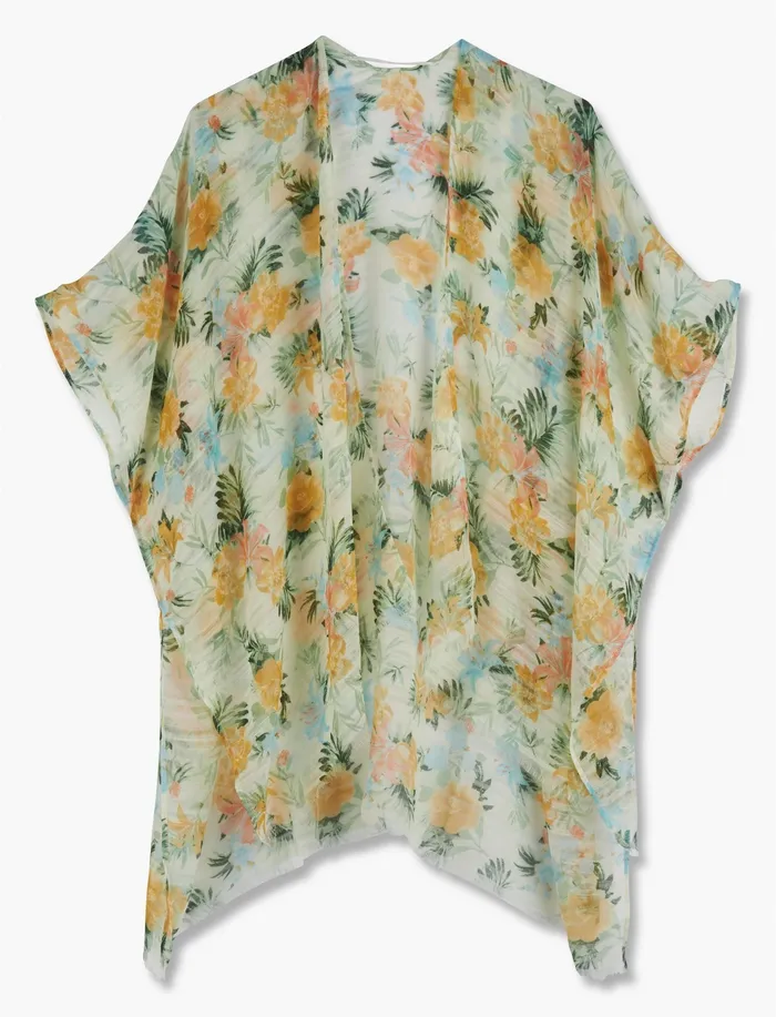 Kimonos Lucky Brand Women Textured Floral Kimono Cream