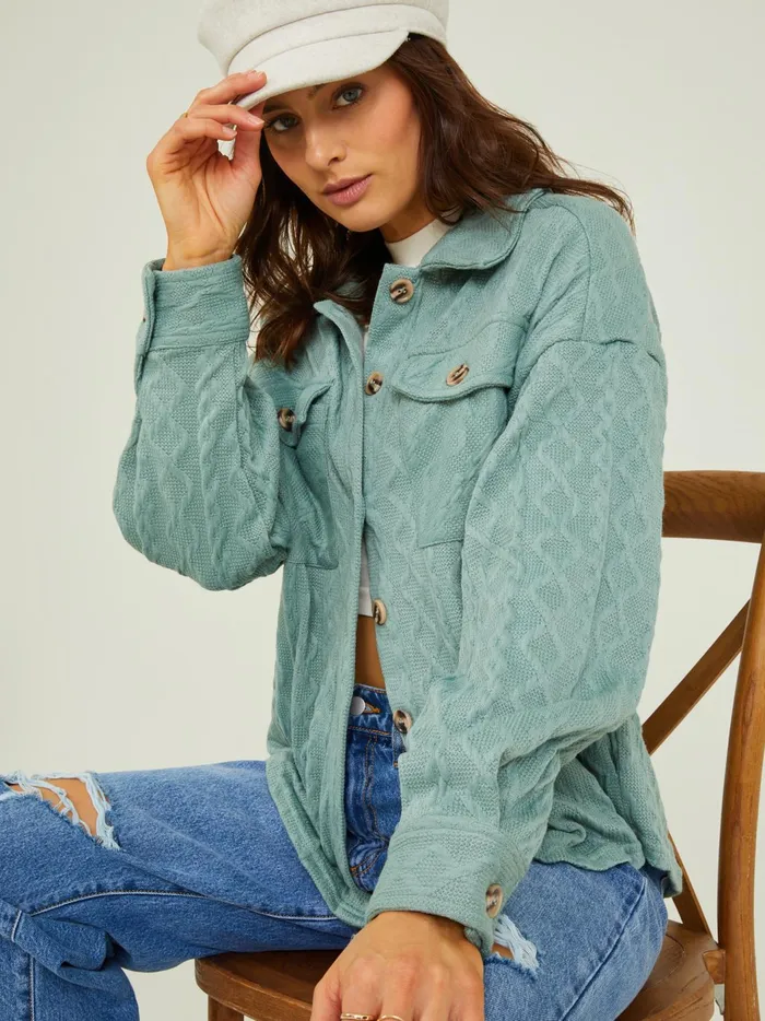 Kinsley Cable Button Up Sage Women Altar039d State Blouses