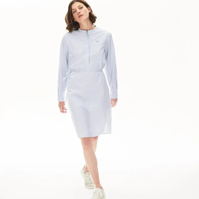 Lacoste Cotton Shirt Dress Light BlueWhiteNavy Blue Womens Dresses and Skirts Online Shopping Lacoste Cotton Shirt Dress Light BlueWhiteNavy Blue Womens Dresses and Skirts Online Shopping