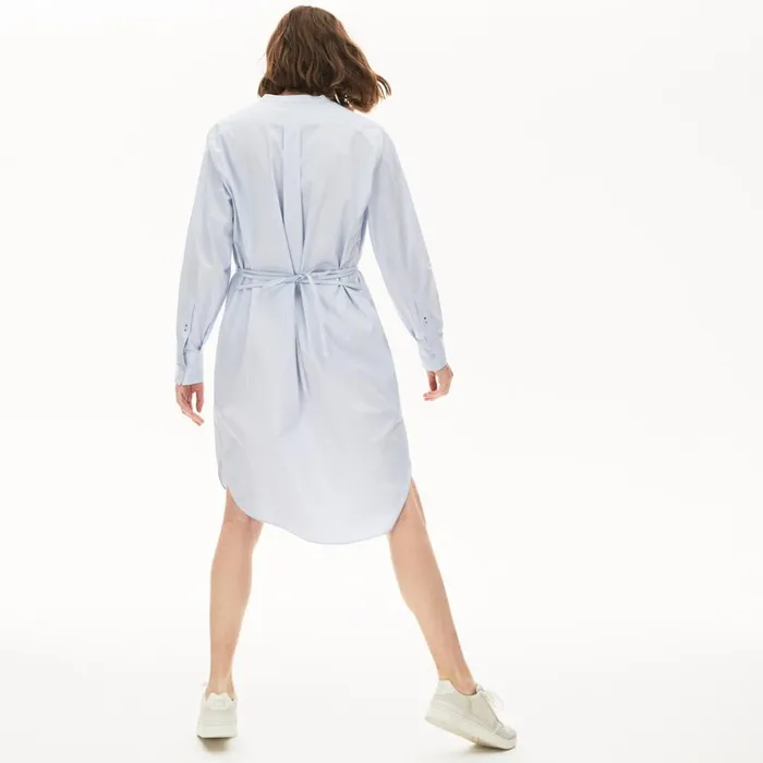 Lacoste Cotton Shirt Dress Light BlueWhiteNavy Blue Womens Dresses and Skirts Online Shopping