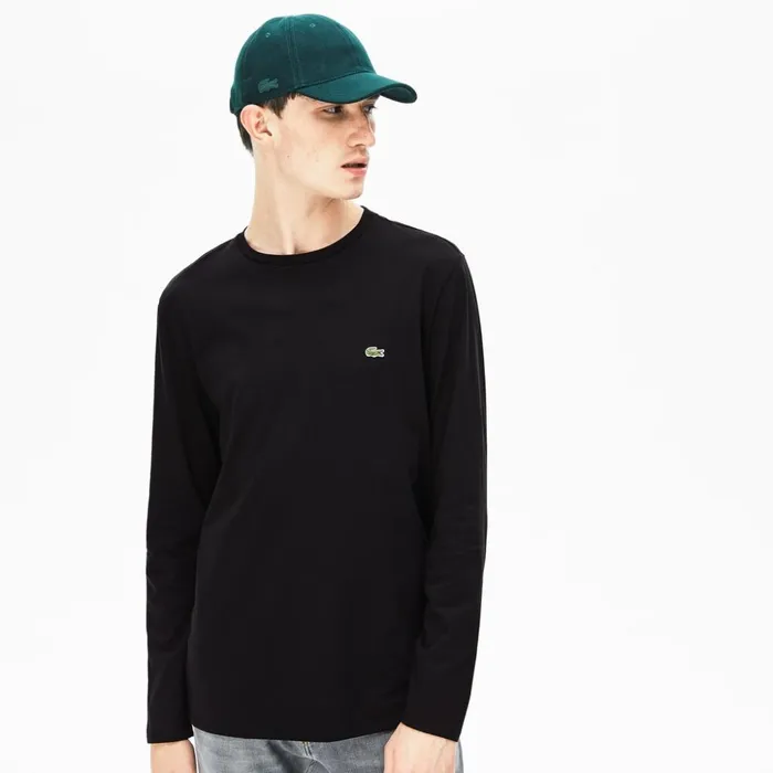 Lacoste Crew Neck Pima Cotton Jersey Tshirt Black Mens TShirts Gift Ideas