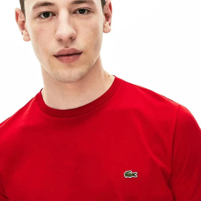 Lacoste Crew Neck Pima Cotton TShirt Red Mens TShirts Popular