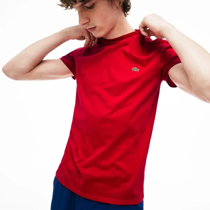 Lacoste Crew Neck Pima Cotton TShirt Red Mens TShirts Popular