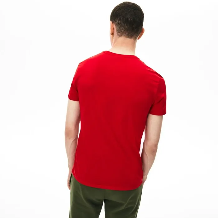 Lacoste Crew Neck Pima Cotton TShirt Red Mens TShirts Popular