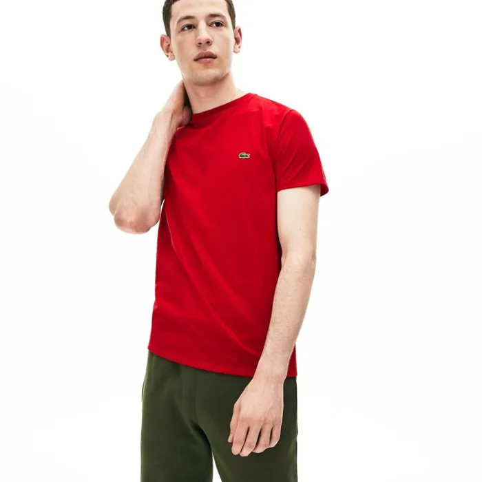 Lacoste Crew Neck Pima Cotton TShirt Red Mens TShirts Popular