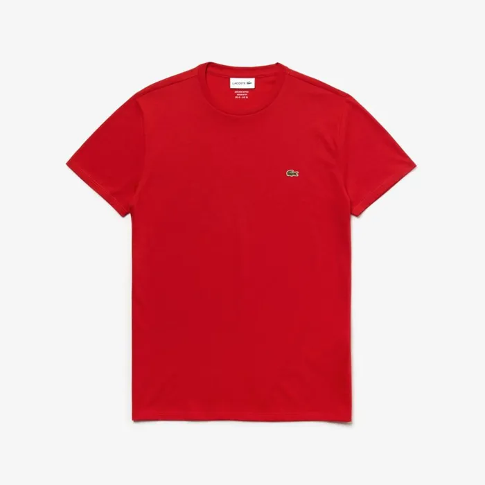 Lacoste Crew Neck Pima Cotton TShirt Red Mens TShirts Popular