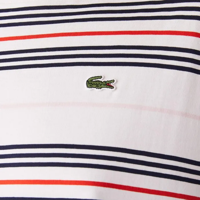 Lacoste Dissimilar Striped Pleated Jersey Tshirt Dress PurpleNavy BlueWhiteRedLight Pink Womens Dresses and Skirts Online Shopping