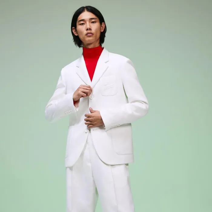 Lacoste Fashion Show Solid Blazer with Chest Pocket White Mens Jackets and Coats Online Lacoste Fashion Show Solid Blazer with Chest Pocket White Mens Jackets and Coats Online