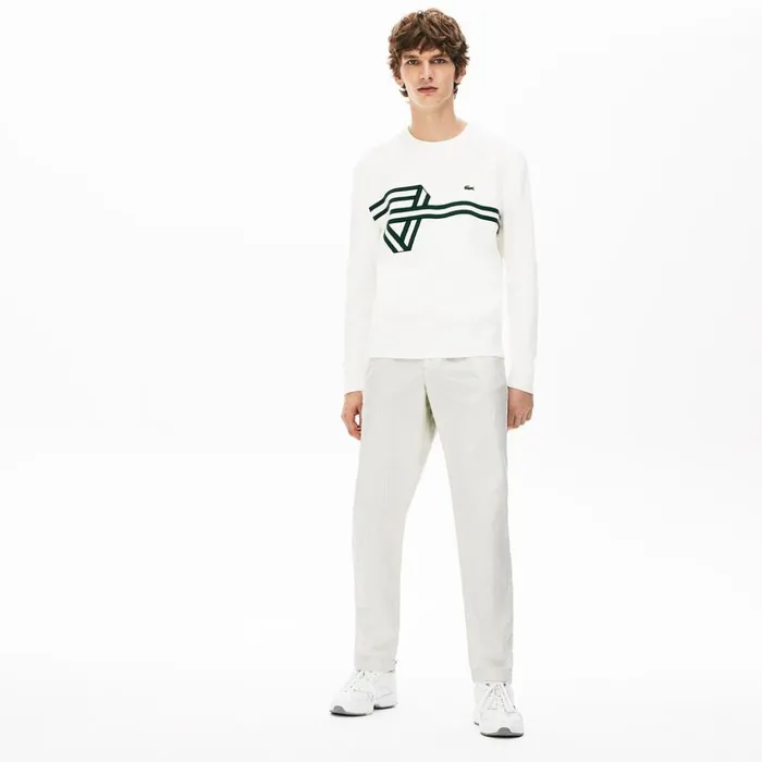 Lacoste Fine Striped Cotton Linen Chinos WhiteDark Grey Mens Pants and Shorts Gift Near Me