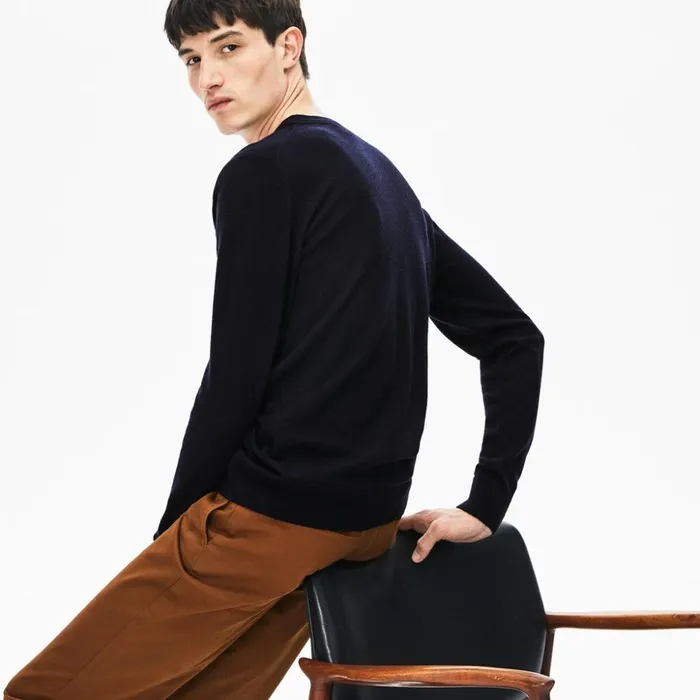 Lacoste High Neck Wool Jersey Sweater Navy Blue Mens Sweaters Gift 4 You