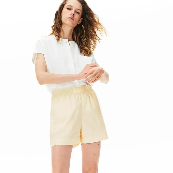 Lacoste Light Cotton Poplin Shorts Yellow Womens Pants and Shorts Gift Near Me