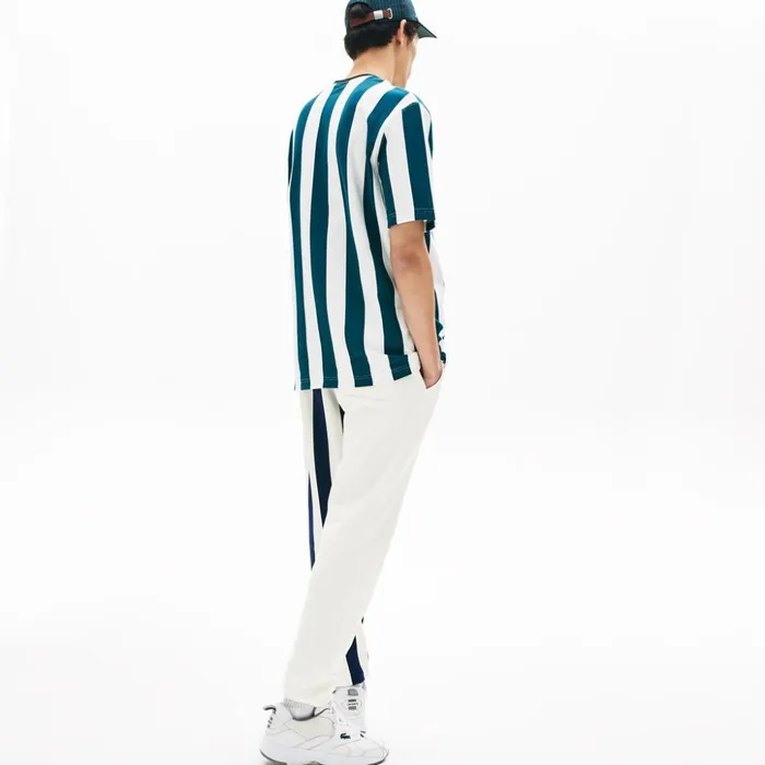 Lacoste LIVE Bicolor Fleece Tracksuit Pants WhiteNavy BlueWhite Mens Tracksuits On Sale