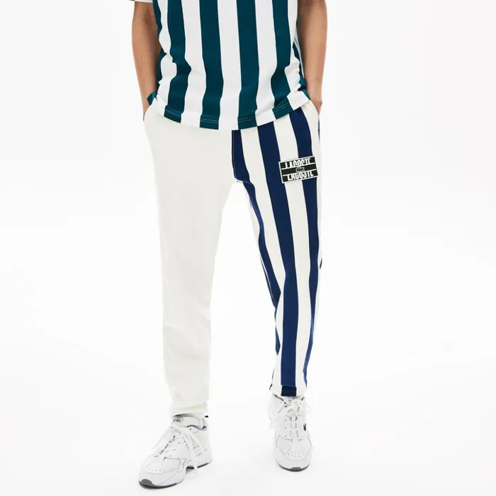 Lacoste LIVE Bicolor Fleece Tracksuit Pants WhiteNavy BlueWhite Mens Tracksuits On Sale
