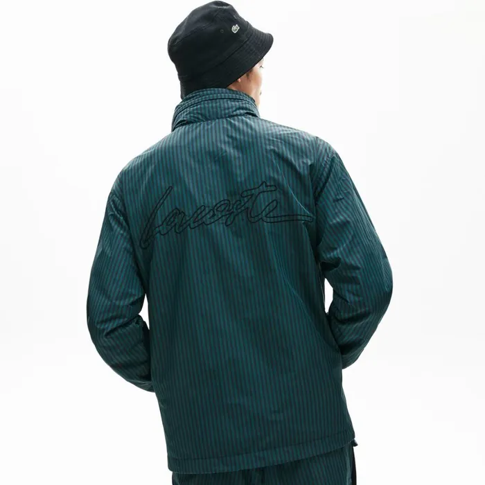 Lacoste LIVE Lightweight Striped ZipUp Jacket BlackGreen Mens Jackets and Coats Cheap On Sale