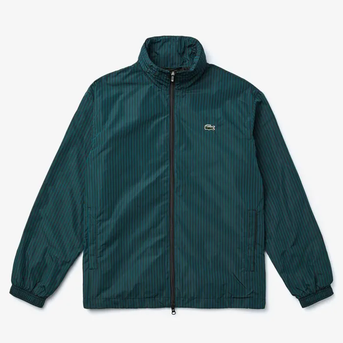Lacoste LIVE Lightweight Striped ZipUp Jacket BlackGreen Mens Jackets and Coats Cheap On Sale