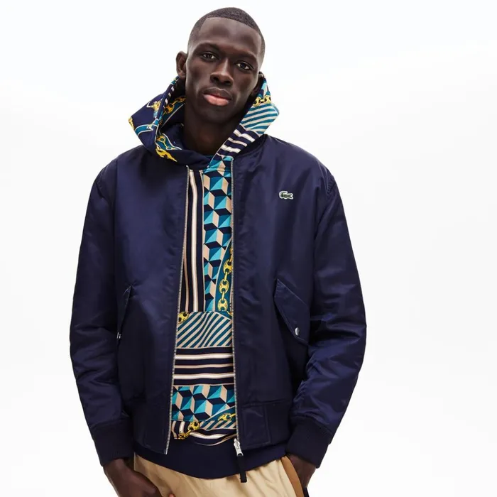 Lacoste LIVE Reversible Bomber Jacket Navy BlueWhite Mens Jackets and Coats On Sale