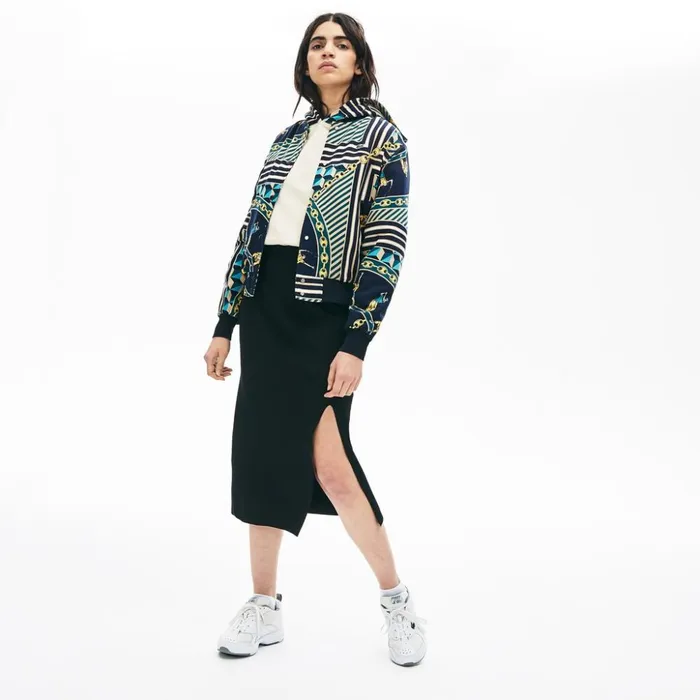 Lacoste LIVE SlitFront Knit Skirt Black Womens Dresses and Skirts Gift for Friend