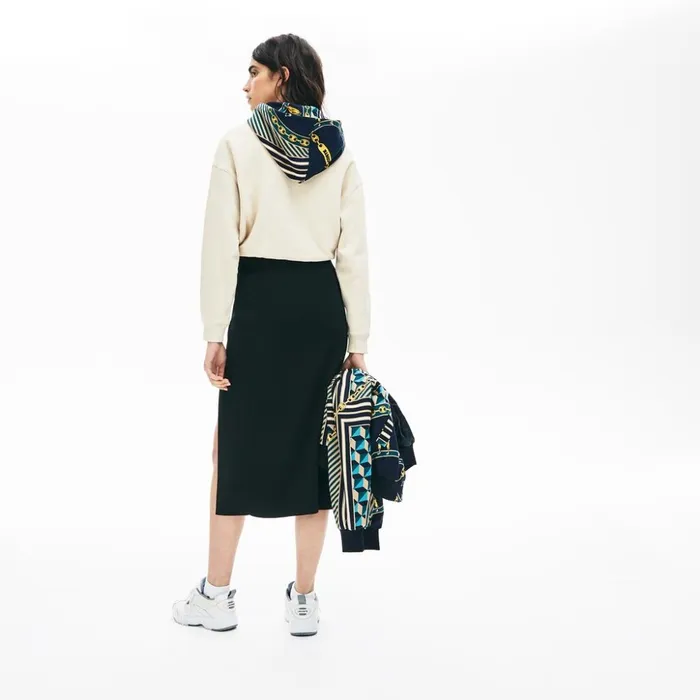 Lacoste LIVE SlitFront Knit Skirt Black Womens Dresses and Skirts Gift for Friend