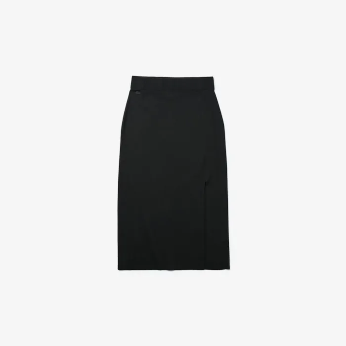Lacoste LIVE SlitFront Knit Skirt Black Womens Dresses and Skirts Gift for Friend