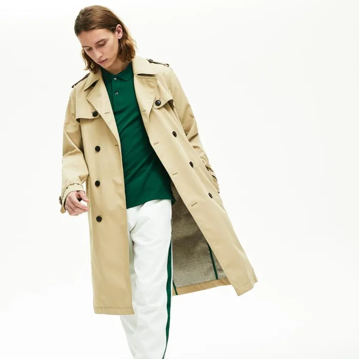 Lacoste Long Belted Cotton Trench Coat Beige Mens Jackets and Coats Gift Ideas