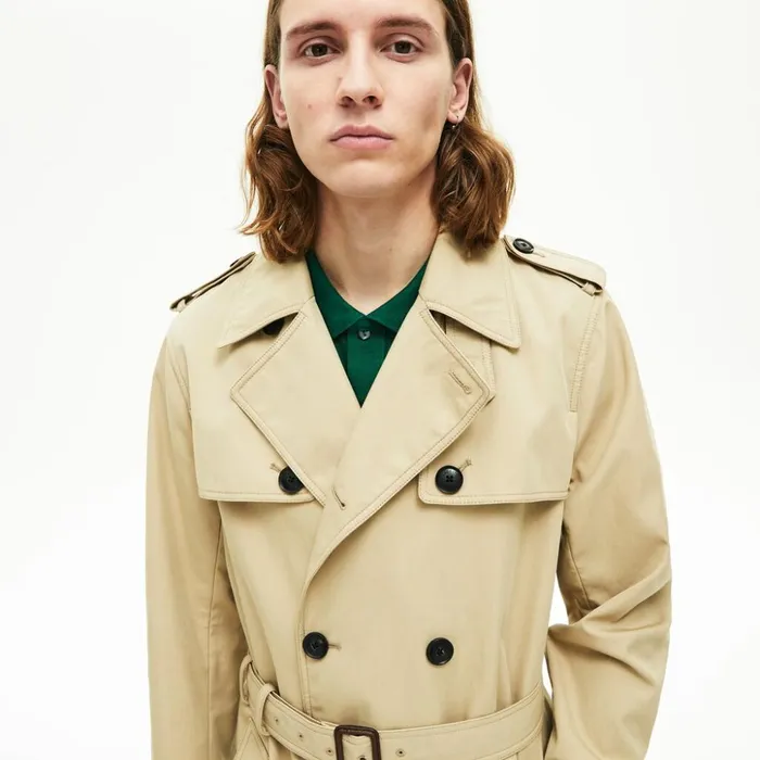 Lacoste Long Belted Cotton Trench Coat Beige Mens Jackets and Coats Gift Ideas