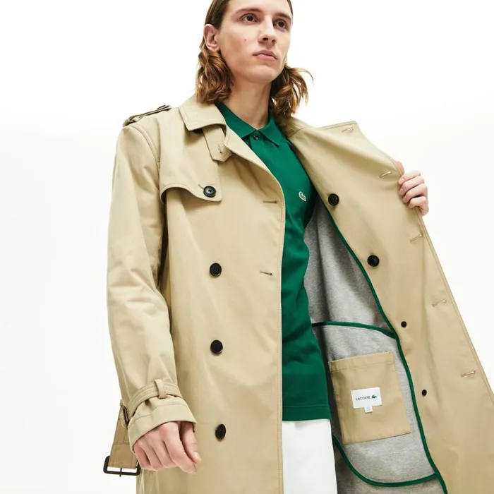 Lacoste Long Belted Cotton Trench Coat Beige Mens Jackets and Coats Gift Ideas