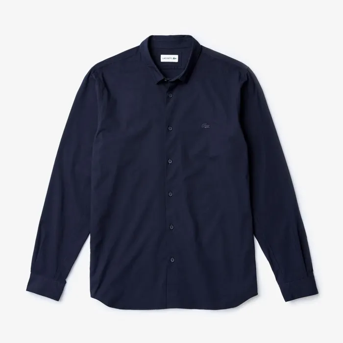 Lacoste Motion Breathable Stretch Cotton Shirt Navy Blue Mens Button Down Shirts For Sale