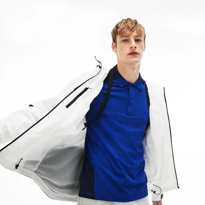 Lacoste Motion Collapsible Colorblock Windbreaker WhiteBlack Mens Jackets and Coats Near Me
