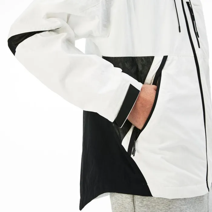 Lacoste Motion Collapsible Colorblock Windbreaker WhiteBlack Mens Jackets and Coats Near Me