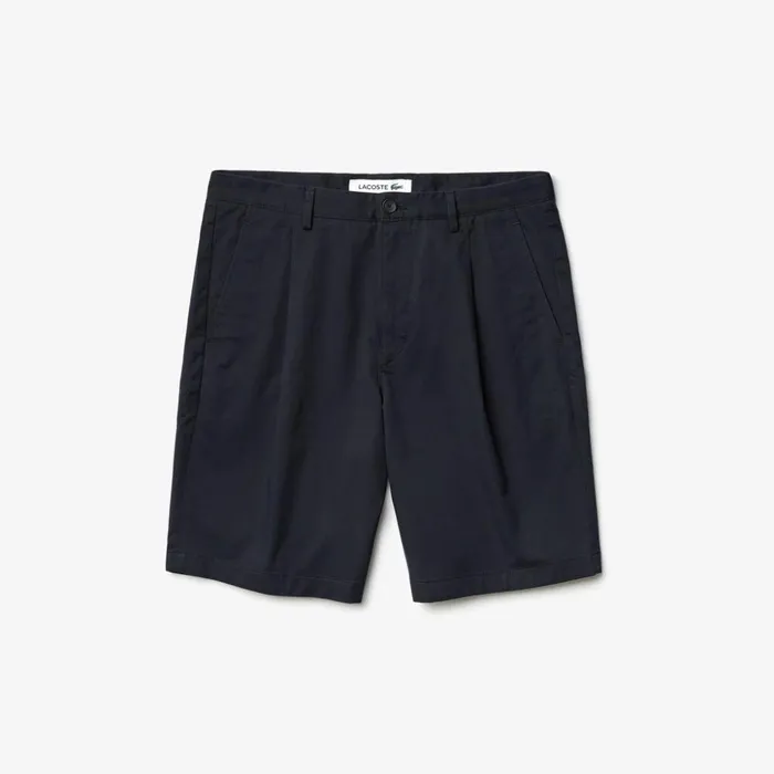 Lacoste Pleated Stretch Bermuda Shorts Navy Blue Mens Pants and Shorts Online