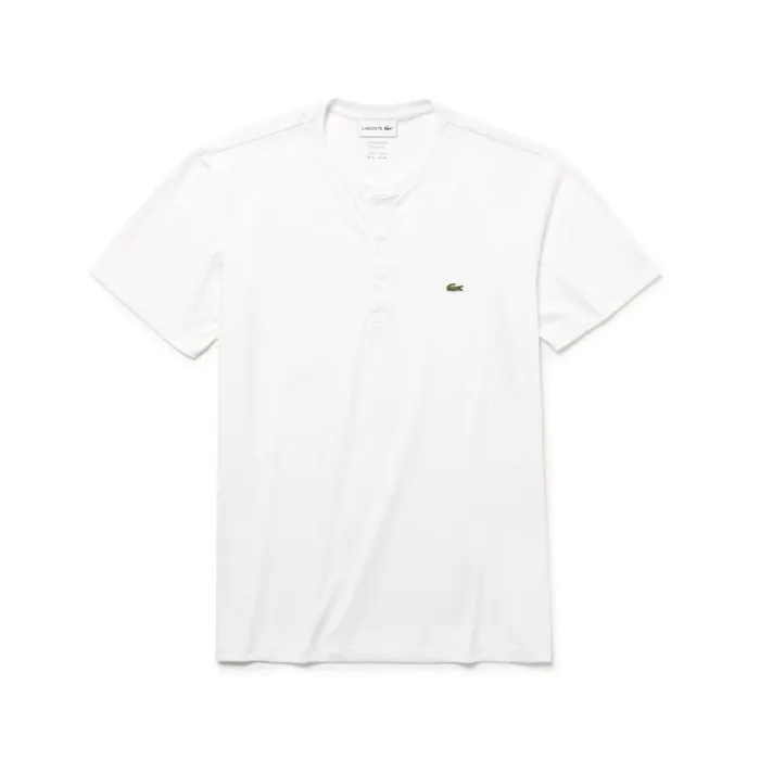 Lacoste Regular Fit Pima Cotton Henley Tshirt White Mens TShirts Casaul