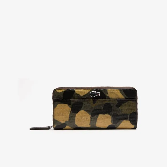 Lacoste Robert George Coated Print Canvas Zip Wallet Original Green Womens Small Leather Goods Gift for Friend Lacoste Robert George Coated Print Canvas Zip Wallet Original Green Womens Small Leather Goods Gift for Friend