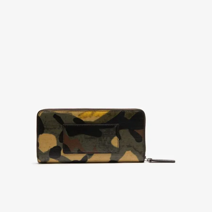 Lacoste Robert George Coated Print Canvas Zip Wallet Original Green Womens Small Leather Goods Gift for Friend
