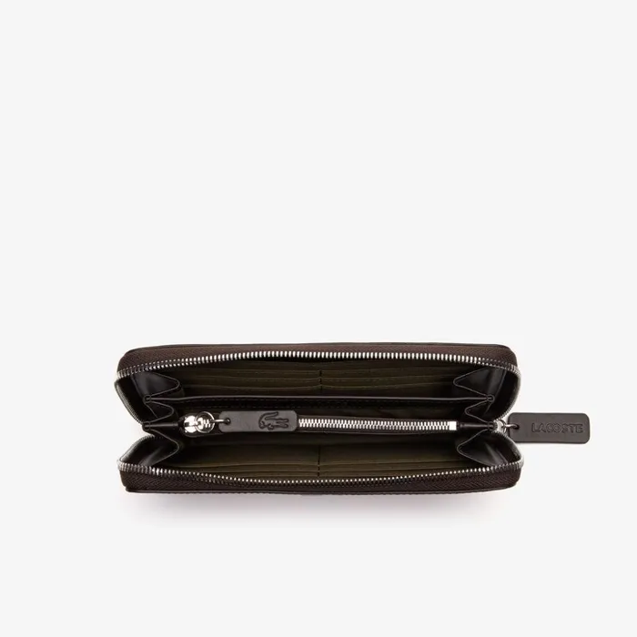 Lacoste Robert George Coated Print Canvas Zip Wallet Original Green Womens Small Leather Goods Gift for Friend