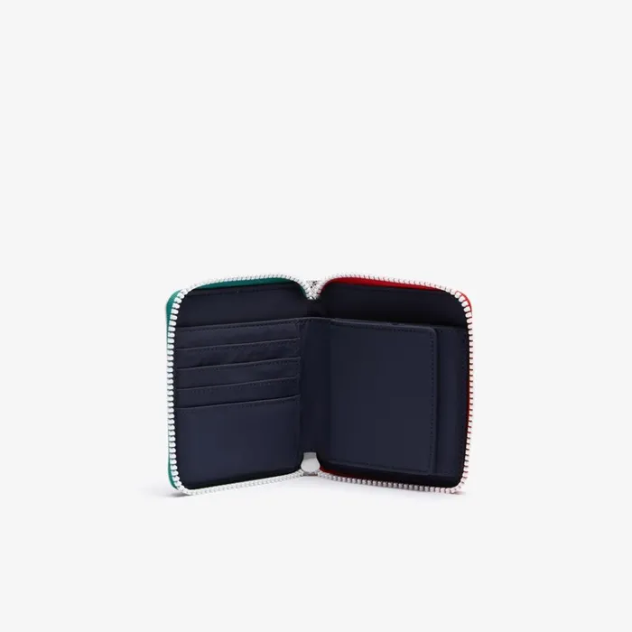 Lacoste Roland Garros Panama Hat Print Small Zippered Wallet Panama Womens Small Leather Goods On Sale