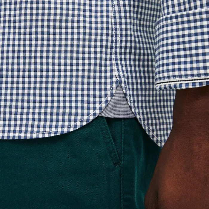 Lacoste Slim Fit Gingham Stretch Cotton Poplin Shirt BlueWhite Mens Button Down Shirts Near Me