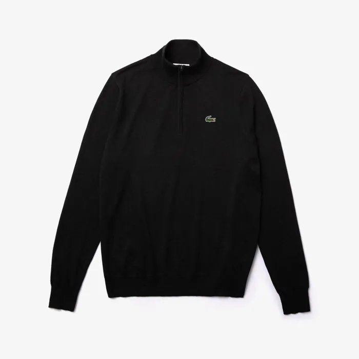 Lacoste SPORT BreathableKnit ZipUp Golf Sweater Black Mens Sweaters On Sale