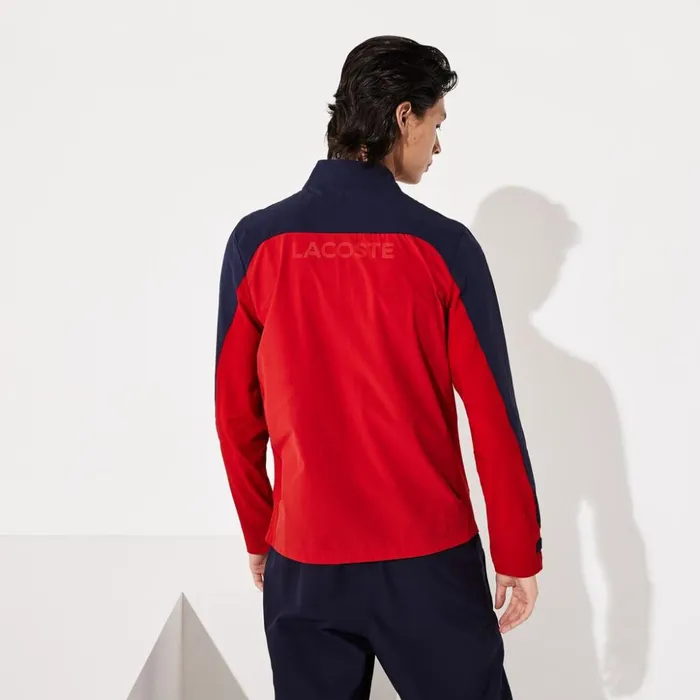 Lacoste SPORT ColorBlocked Lightweight Stretch Zip Jacket RedNavy BlueRed Mens Jackets and Coats On Sale