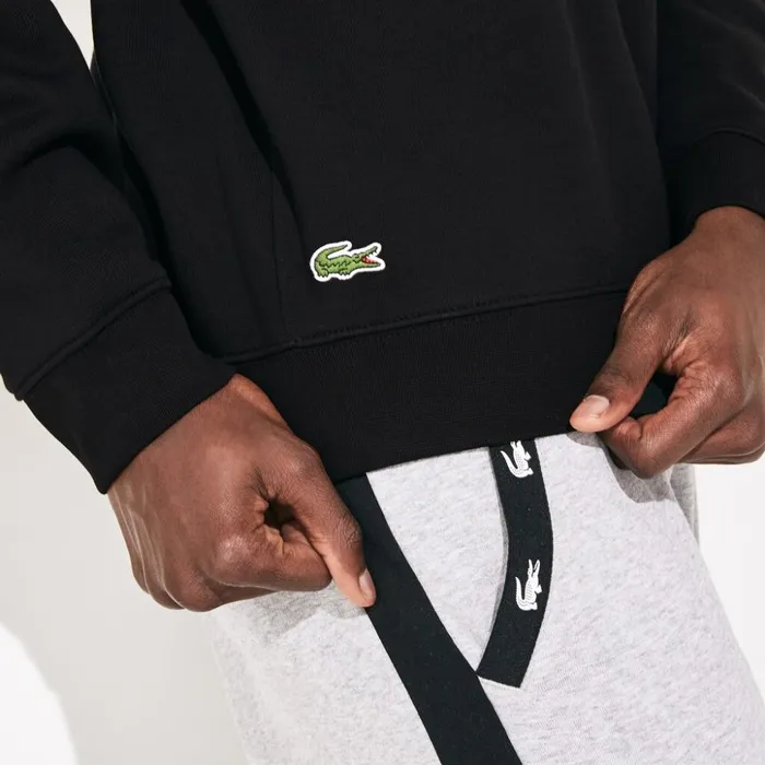 Lacoste SPORT Graphic Print Fleece Sweatshirt BlackWhite Mens Sweatshirts Christmas