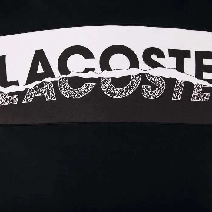 Lacoste SPORT Graphic Print Fleece Sweatshirt BlackWhite Mens Sweatshirts Christmas