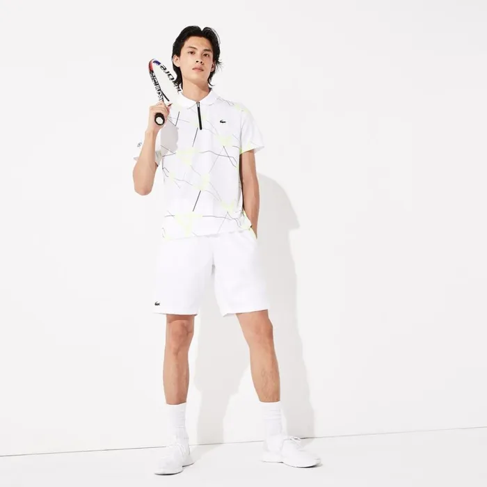 Lacoste SPORT MeshPanel Tennis Shorts WhiteFlashy Yellow Mens Pants and Shorts Cheap On Sale Lacoste SPORT MeshPanel Tennis Shorts WhiteFlashy Yellow Mens Pants and Shorts Cheap On Sale