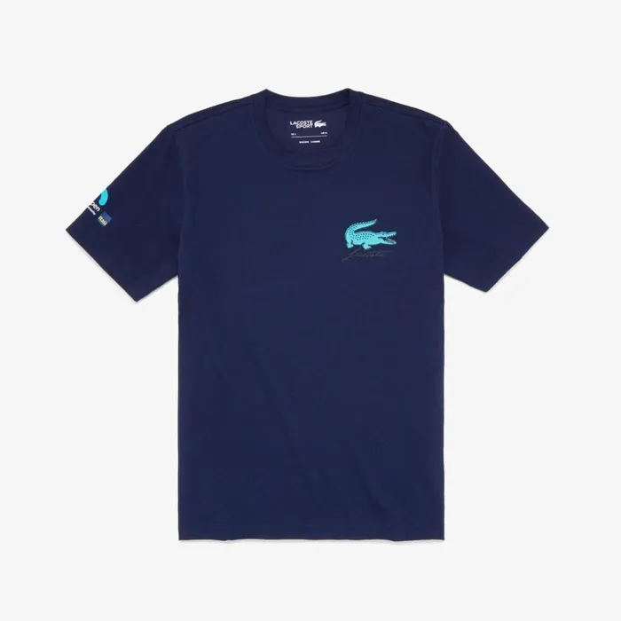 Lacoste SPORT Miami Open Crew Neck Graphic Tee Navy Blue Mens TShirts Christmas