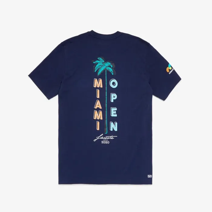 Lacoste SPORT Miami Open Crew Neck Graphic Tee Navy Blue Mens TShirts Christmas
